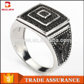 Guangzhou double in use jewelry best sell simple design black gemstone 925 silver Arabic engagement rings